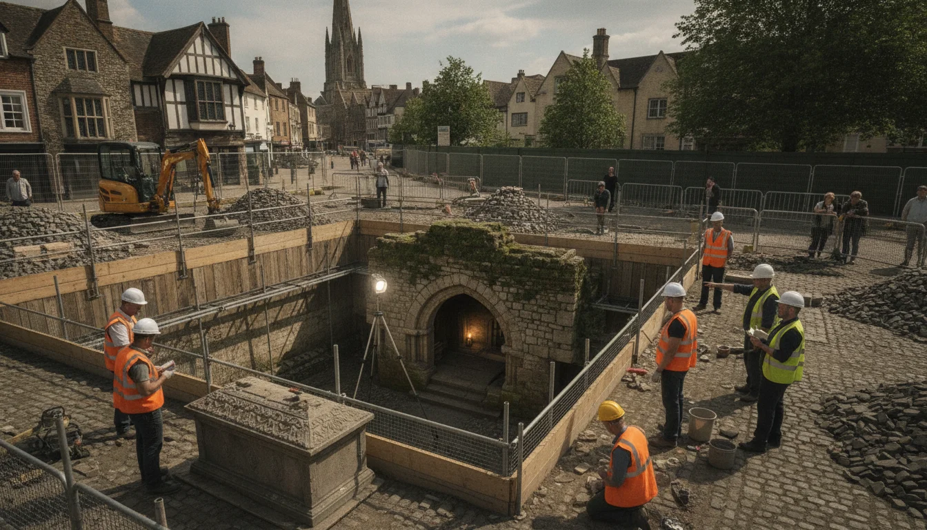 Renovating a city square, they suddenly found something unusual: a hidden 18th-century crypt sees the light of day