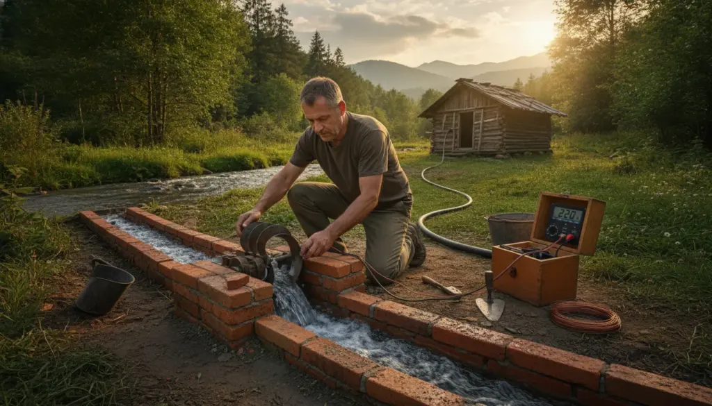DIY brick hydroelectric power plant: 220 V of electricity off the grid