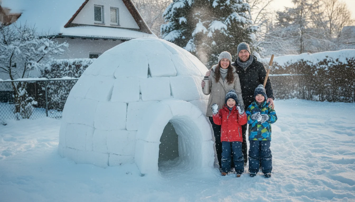 A family used snow to build an igloo in their garden: “It took us a full day, not counting a lunch break”