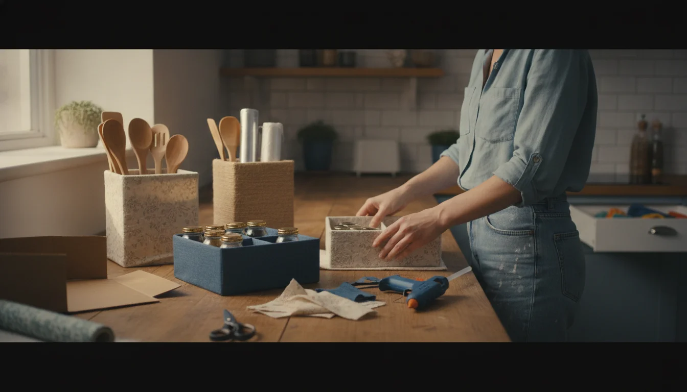 Don’t toss out cardboard boxes! Turn them into chic kitchen organizers in minutes