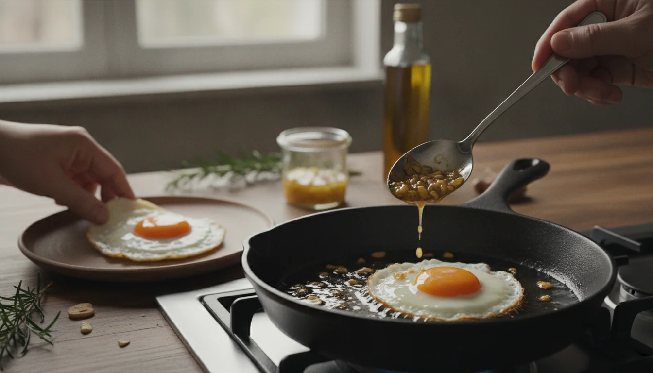 For the best fried eggs, add one tablespoon of this ingredient to your pan
