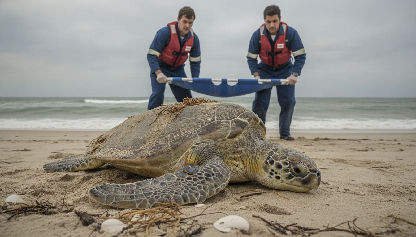 Rare Sea Turtle Washed Ashore Critically Weakened: Cold Almost Shuts Species Down