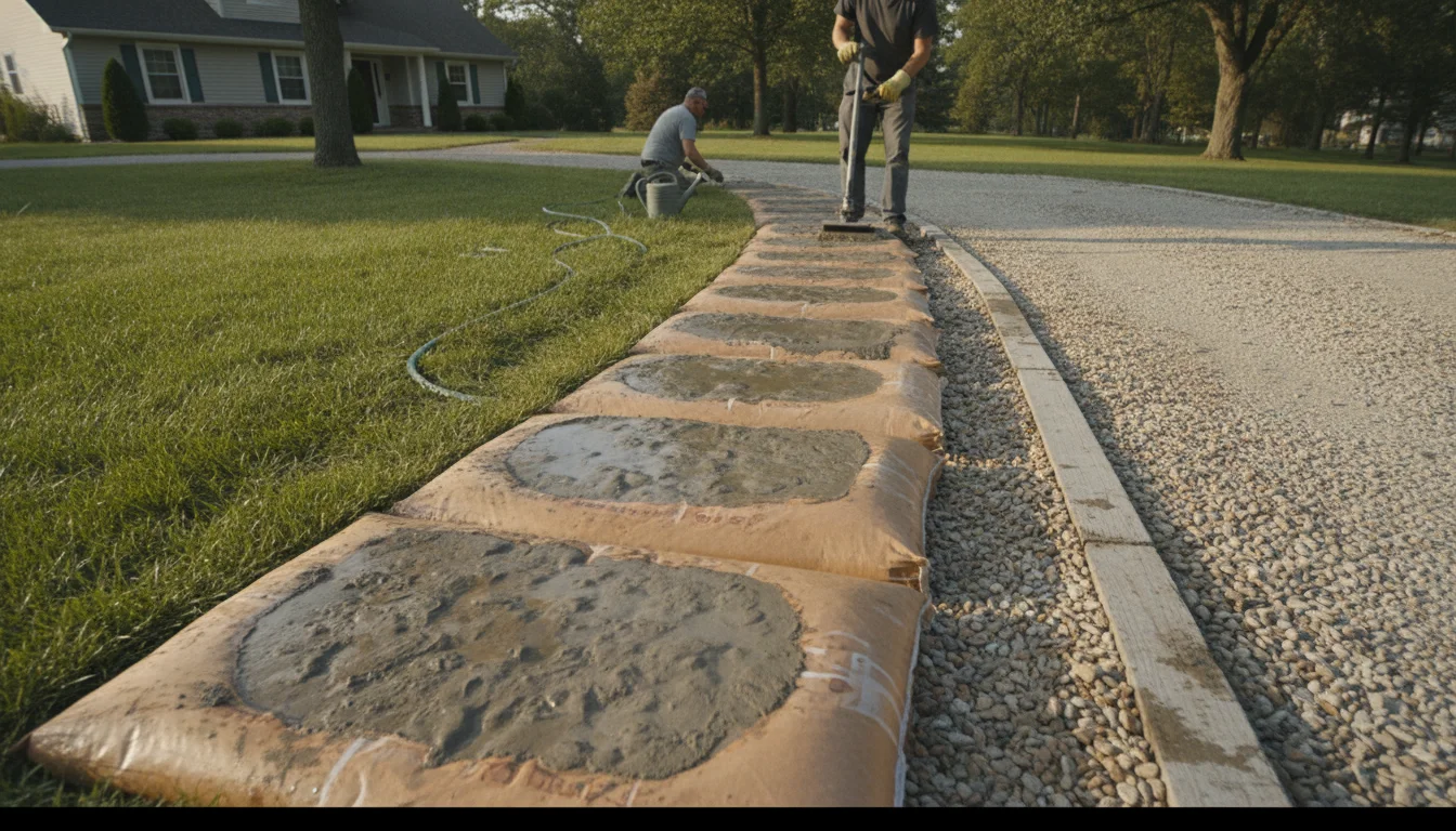 Use this concrete bag trick to get crisp driveway edges in one weekend