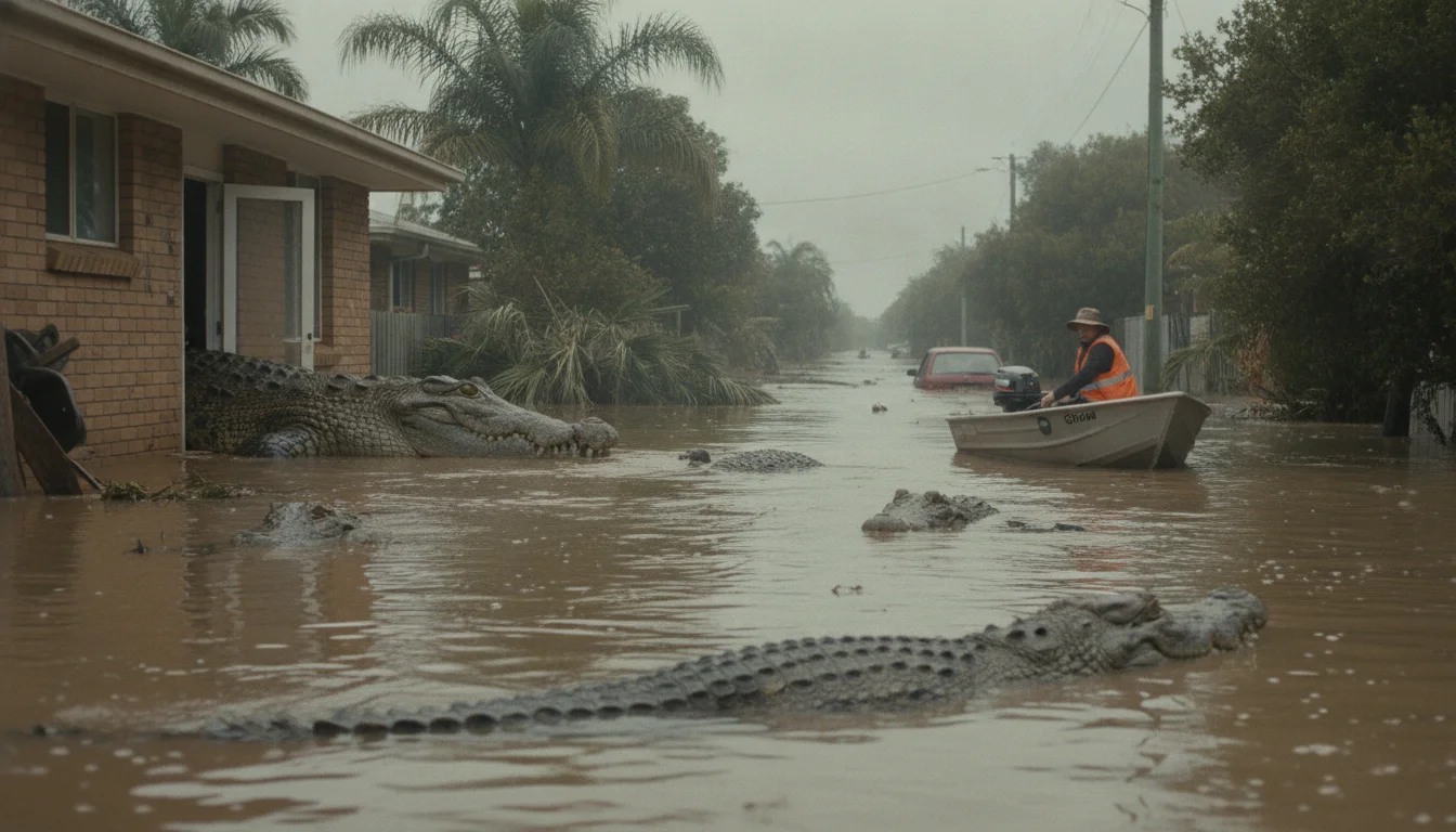 Crocodiles spotted ‘everywhere’ after record floods in the country’s north