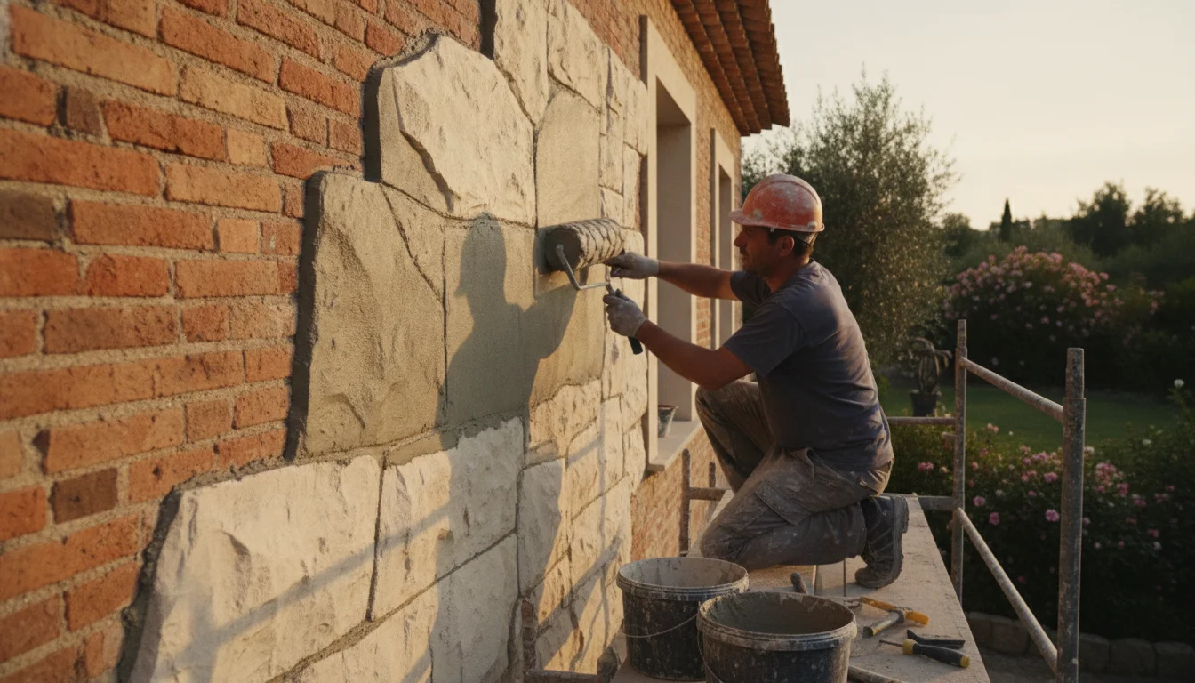 How to convert raw brick into luxurious stone? A clever roller and mortar trick to transform your house