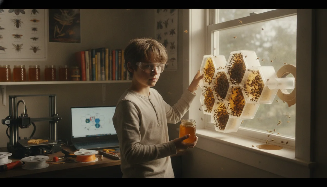 13-year-old built a 3D-printed modular beehive for 40,000 bees and is now making honey in his bedroom