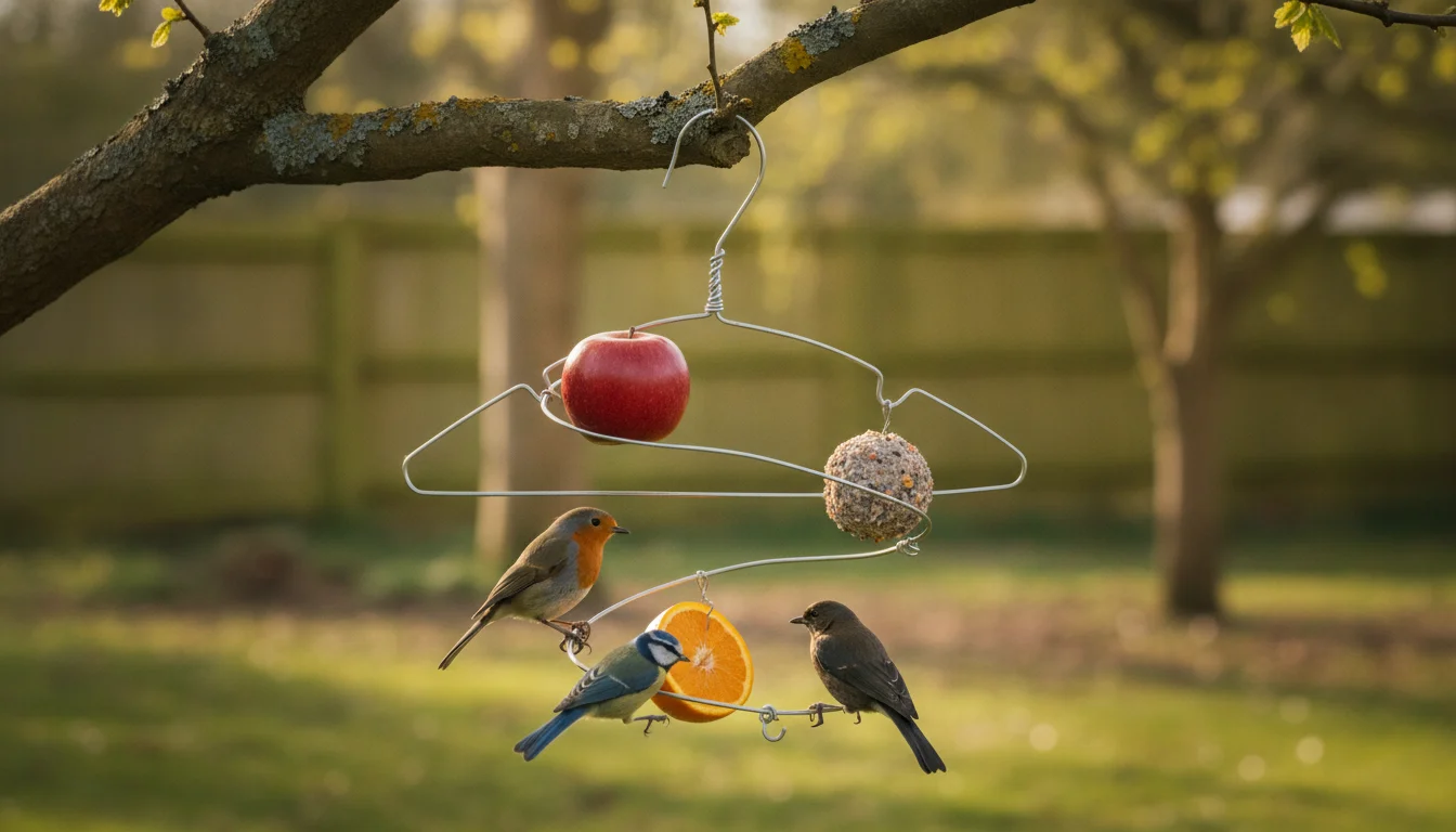 How to build a free bird feeder from a wire hanger in 3 minutes