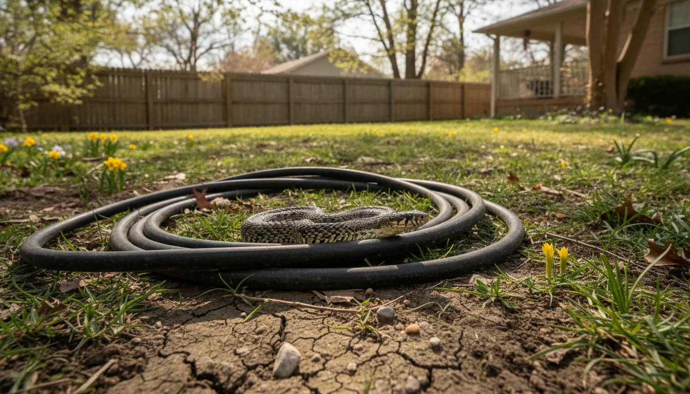 Never leave your garden hose lying around: it lures snakes to your yard