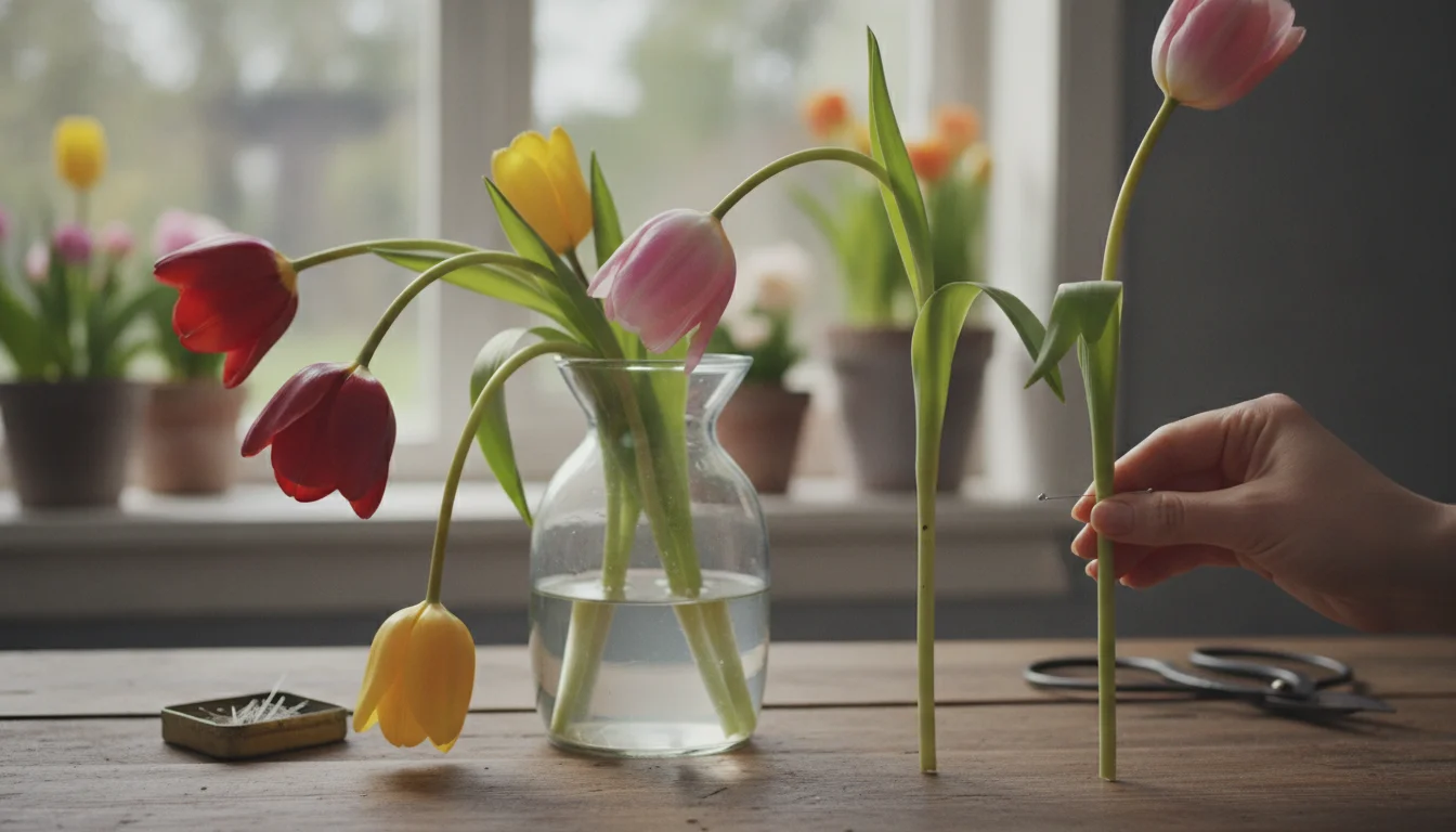 Drooping tulips in your vase? This quick pinprick makes them stand tall